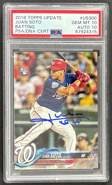 Juan Soto Signed 2018 Topps Update Rookie Card w/ Gem Mint 10 Grades! (PSA/DNA Encapsulated)