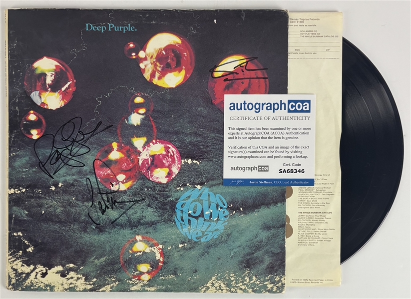 Deep Purple: Ian Gillan, Ian Paice, Roger Glover Signed Who Do We Think We Are" Album (ACOA)