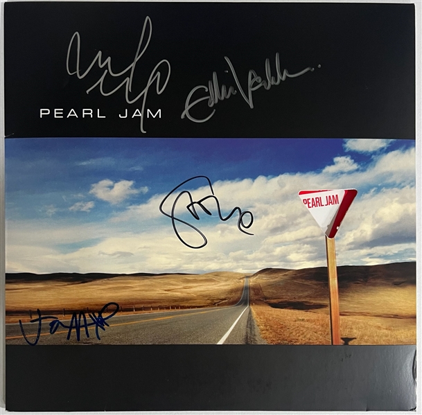 Pearl Jam Group Signed Self-Titled Album Cover (4 sigs)(Beckett/BAS LOA)(ACOA LOA)