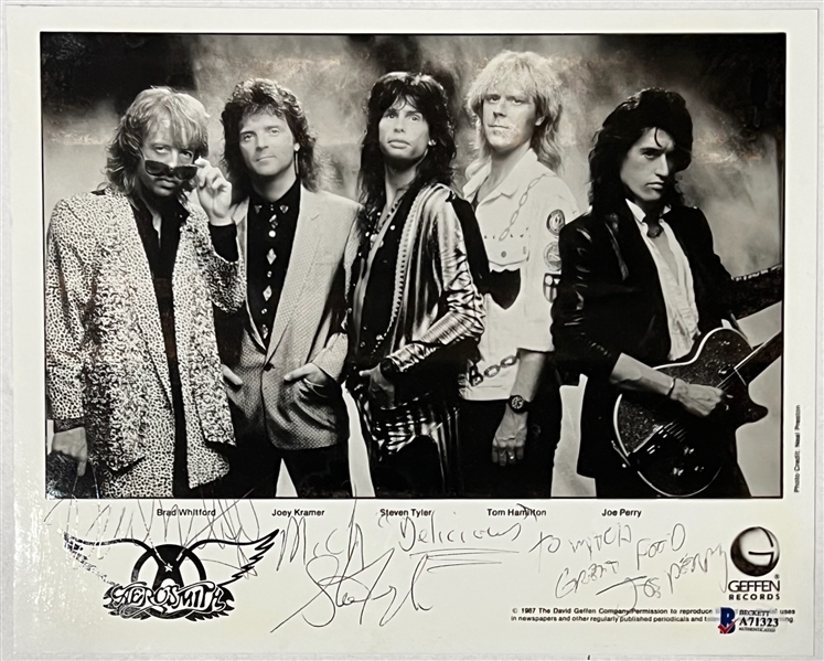 Aerosmith Group Signed 8" x 10" Geffen Records Promotional Photograph (Beckett/BAS LOA)