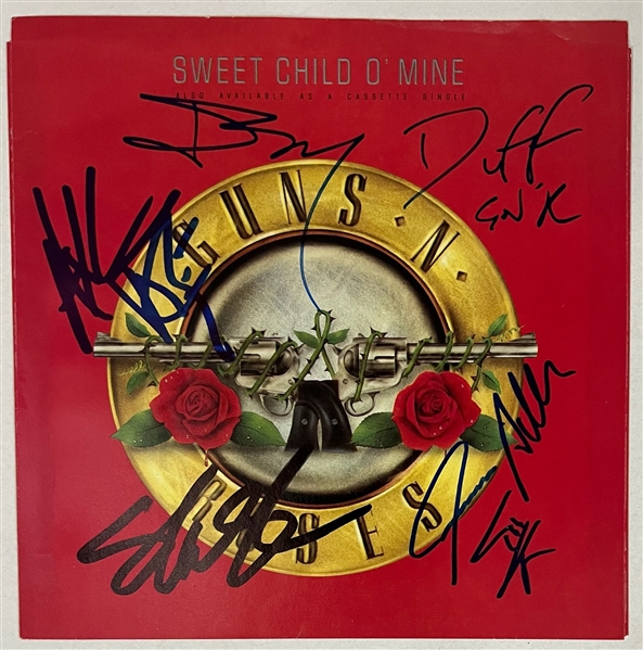 Guns N Roses Group Signed "Sweet Child O Mine" 45 RPM Sleeve (Beckett/BAS LOA)
