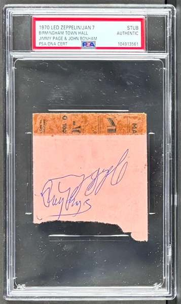 Led Zeppelin: 1970 Concert Ticket Signed by Jimmy Page and John Bonham (PSA/DNA Encapsulated)