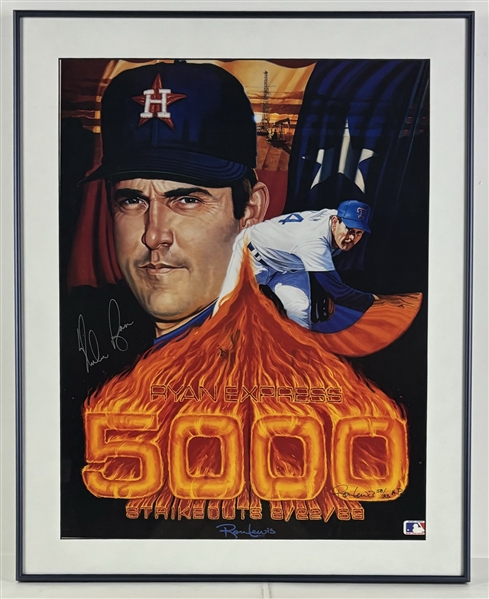Nolan Ryan Signed Ltd. Ed. "5000 Strikeouts" Ron Lewis Lithograph in Framed Display (Beckett/BAS LOA)
