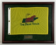 Jack Nicklaus Signed The Bear Trace Pin Flag in Framed Display (Third Party Guaranteed)