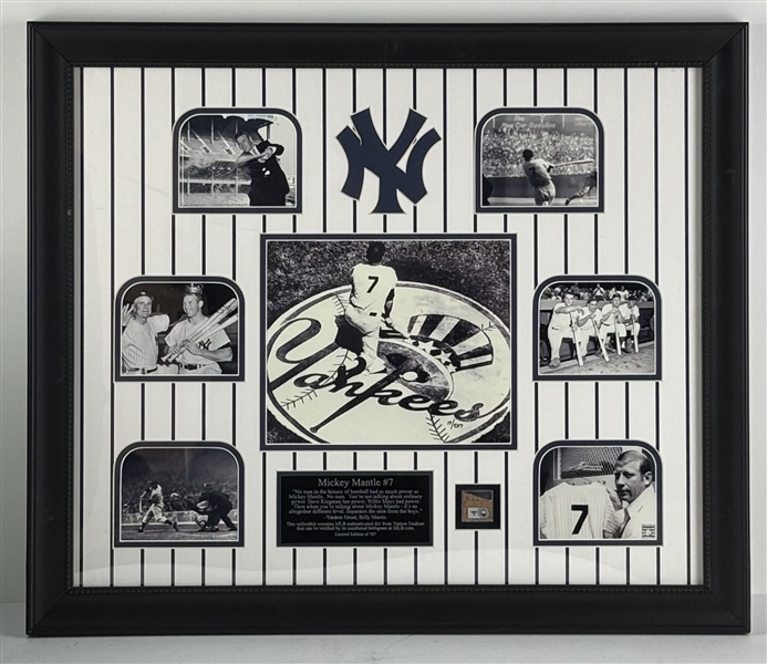 Mickey Mantle Limited Edition New York Yankee Stadium Dirt Collectible Display (MLB Holo)