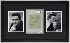 Johnny Cash and June Carter Signed Page in Framed Display (Beckett/BAS Encapsulated)