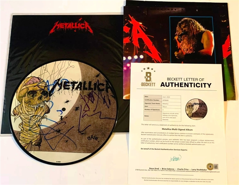 Metallica Group Signed "ONE" 10" Album (4/Sigs) (Beckett/BAS) (John Brennan Collection) 