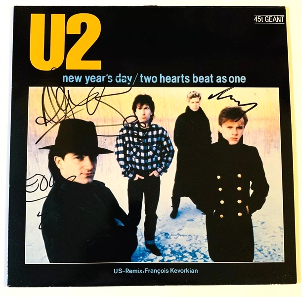 U2 Group Signed "New Years Day" Album (4/Sigs) (Beckett/BAS) (John Brennan Collection) 