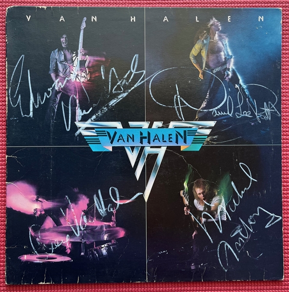 Van Halen RARE Fully Group Signed Vintage Debut Album Cover (JSA LOA)