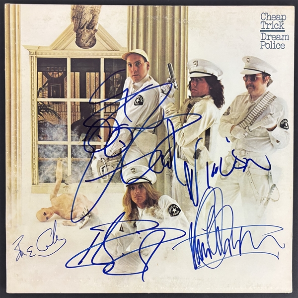 Cheap Trick Group Signed "Dream Police" Album Cover (4 Sigs)(Epperson/REAL LOA)