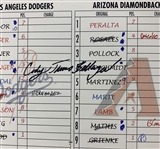 Cody Bellinger (NL ROY) & Dave Roberts Signed & Game Used August 9th, 2017 Lineup Card (MLB Holo)(PSA/DNA)