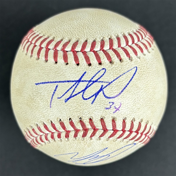 2024 Dodgers Stars: Mookie Betts & Teoscar Hernández Game Used & Signed OML Baseball :: Used 8-25-2024 TB @ LAD :: Ball Pitched to Betts & Betts Game Winning HR Game! (MLB Authentication & PSA/DNA)