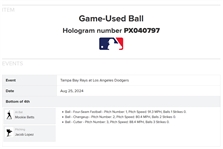 2024 Dodgers Stars: Mookie Betts & Teoscar Hernández Game Used & Signed OML Baseball :: Used 8-25-2024 TB @ LAD :: Ball Pitched to Betts & Betts Game Winning HR Game! (MLB Authentication & PSA/DNA)
