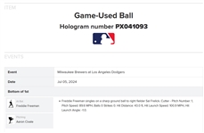 Freddie Freeman Signed & Game Used OML Baseball :: Used 7-5-2024 LAD vs. MIL :: Ball Pitched to Freeman & Hit for Single! (World Series Season)(PSA/DNA & MLB Hologram)