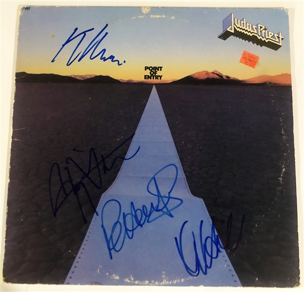 Judas Priest Group Signed “Point Of Entry” Album Record (4 Sigs) (John Brennan Collection) (Beckett/BAS Authentication)