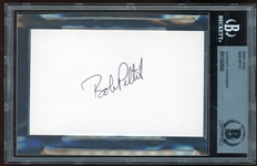 Bob Pettit Signed 3 x 5 Index Card (Beckett/BAS Encapsulated)