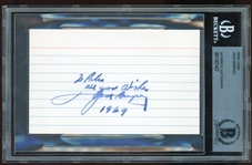 Jack Dempsey Signed & Inscribed 3" x 5" Index Card (Beckett/BAS Encapsulated)