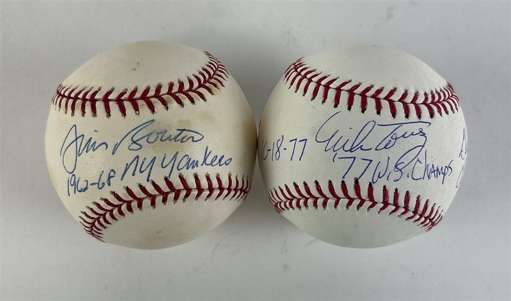 NY Yankee Greats Lot of 4 Signed Baseballs w/ MacPhail, Wolff, Bouton & Torrez (MLB Holo/JSA/Third Party Guarantee)