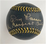 Don Larsen & Yogi Berra Signed & Inscribed Black OML Baseball (PSA/DNA ALOA)