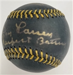 Don Larsen & Yogi Berra Signed & Inscribed Black OML Baseball (PSA/DNA ALOA)