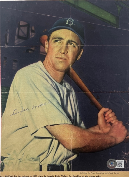 Dixie Walker Signed 8" x 10.25" Magazine Page (Beckett/BAS)