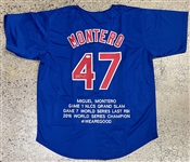 Miguel Montero Signed Chicago Cubs WS Stat Embroidered Jersey (JSA Sticker)