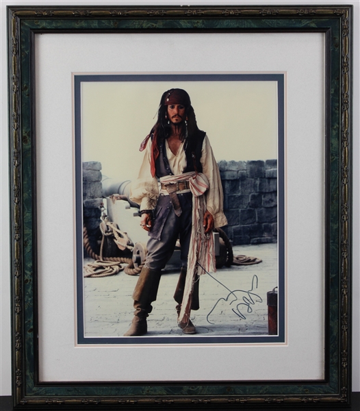 Johnny Depp Signed 11" x 14" "Pirates of the Caribbean" Photo in Framed Display (Third Party Guaranteed)