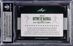2012 Leaf History of Baseball Lou Gehrig Signed Yankees Program Photo Cut w/ Wally Pipp Reference! (Beckett/BAS)