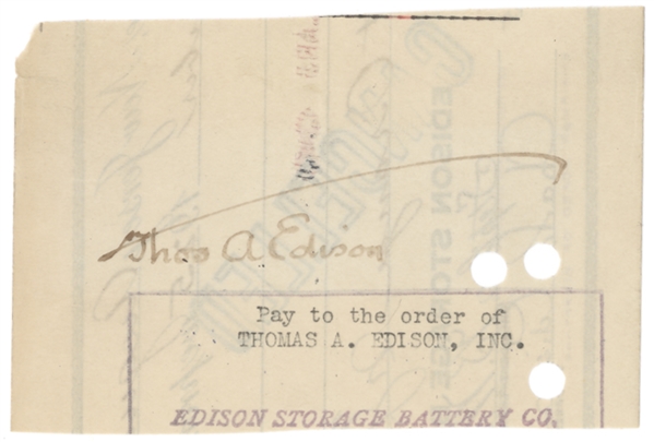 Thomas Edison Signed 1.5" x 2.25" Album Page w/ Desirable Umbrella Autograph! (Third Party Guaranteed)