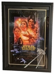 Carrie Fisher Signed Star Wars 28" x 40" Movie Poster in 3D Custom Framed Display! (PSA/DNA) 