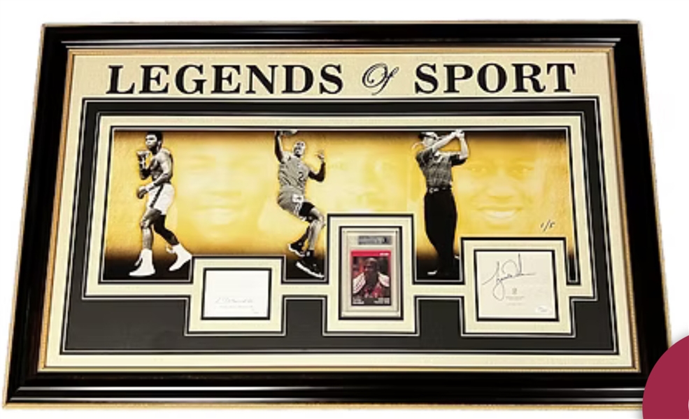 Legends of Sport Limited Edition 1/5 Display w/ Muhammad Ali, Michael Jordan, & Tiger Woods (JSA)(Beckett/BAS)