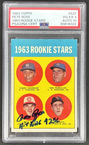 Pete Rose Signed 1963 Topps Rookie Stars w/ Gem Mint 10 Auto! (PSA/DNA Encapsulated)