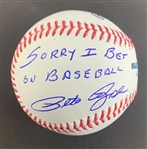 Pete Rose Lot of Four Signed OML Baseball with I'm Sorry I Bet on Baseball Inscription (Pete Rose Sticker)