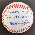 Pete Rose Lot of Four Signed OML Baseball with I'm Sorry I Bet on Baseball Inscription (Pete Rose Sticker)