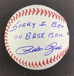 Pete Rose Lot of Four Signed OML Baseball with I'm Sorry I Bet on Baseball Inscription (Pete Rose Sticker)