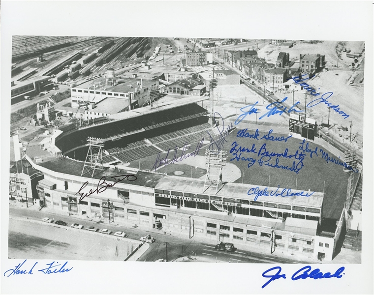 Cincinnati Reds Vintage Greats Signed 8" x 10" Stadium Photo w/ Nuxhall, Sauer, & More! (12 Sigs)(Beckett/BAS LOA)