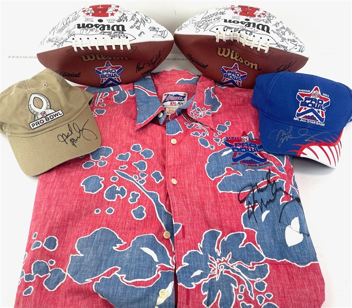 Atlanta Falcons: Lot of 5 Pro Bowl Mike Mularkey Signed Pieces including Hats, Footballs, and Mikes Shirt! (JSA) 