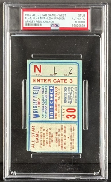 1962 MLB All-Star Game Ticket Stub (PSA/DNA Encapsulated)