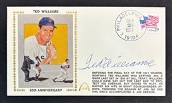 Ted Williams Autographed 50th Anniversary FDC (Beckett/BAS)