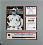 Babe Ruth 19" x 20" Custom Matted Game-Used Baseball Bat Piece Red Sox Display (PSA)
