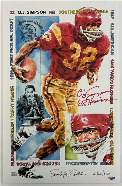 O.J. Simpson Signed Lot of Two Ltd. Ed 11" x 17" USC Commemorative Lithographs (PSA/DNA)