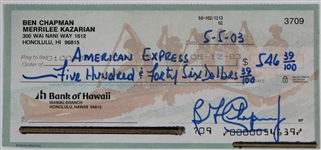 Revenge of the Creature: Ben Chapman Signed Personal Bank Check (PSA/DNA)(Beckett/BAS)