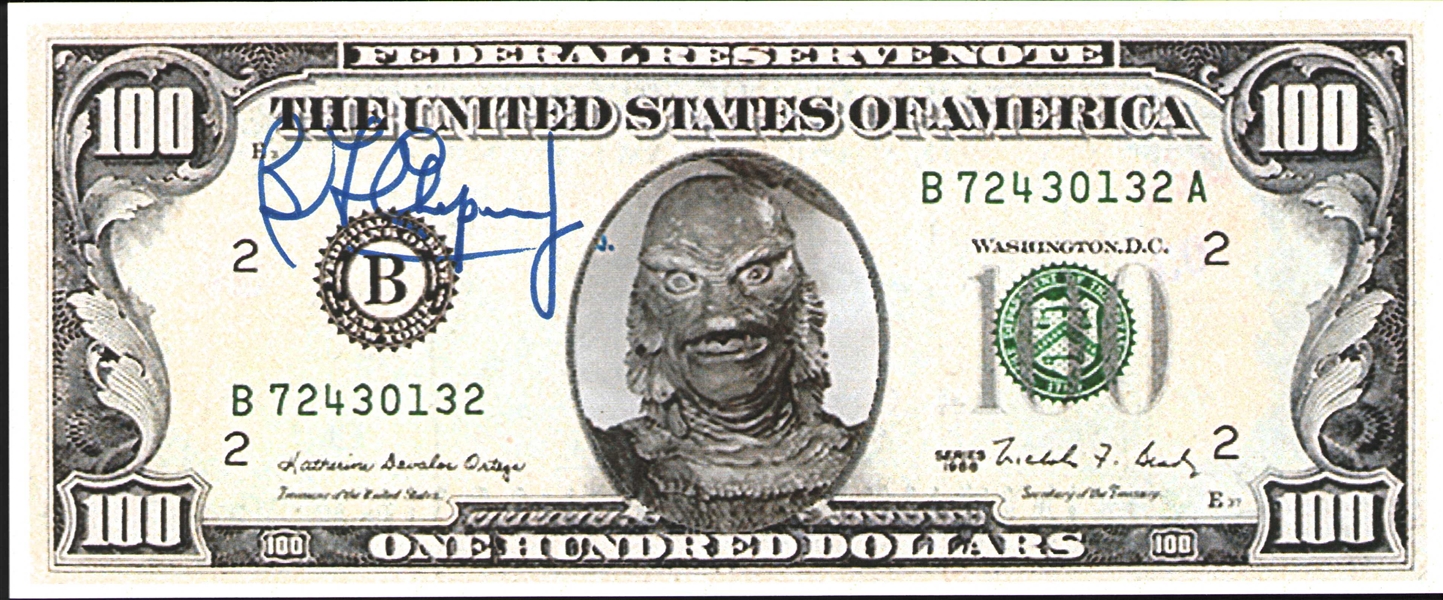 Revenge of the Creature: Ben Chapman Signed Color Copied $100 Bill (PSA/DNA)