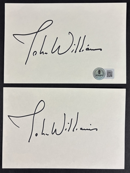 John Williams Lot of Two Signed 3" x 5" Index Cards (Beckett/BAS LOA)