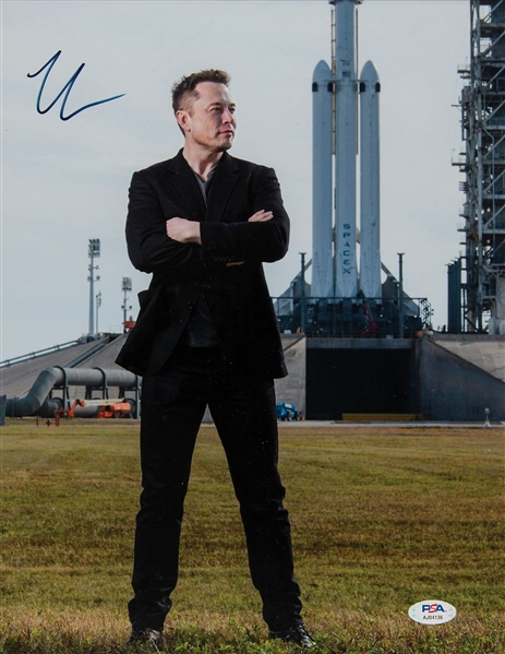 Elon Musk Near-Mint Signed Over-Sized 11" x 14" Color SpaceX Falcon 9 Rocket Photograph (PSA/DNA)