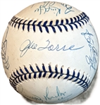 1998 World Series Champion New York Yankees Rare Team Signed Joe DiMaggio Day OML Baseball w/ 24 Signatures (Third Party Guaranteed)