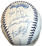 1998 World Series Champion New York Yankees Rare Team Signed Joe DiMaggio Day OML Baseball w/ 24 Signatures (Third Party Guaranteed)