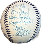 1998 World Series Champion New York Yankees Rare Team Signed Joe DiMaggio Day OML Baseball w/ 24 Signatures (Third Party Guaranteed)