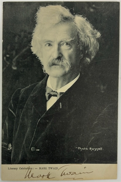 Mark Twain ULTRA-RARE Signed Raphael Tuck & Sons Portrait Series 004 5.25" x 3.5" Postcard Photograph (PSA/DNA)