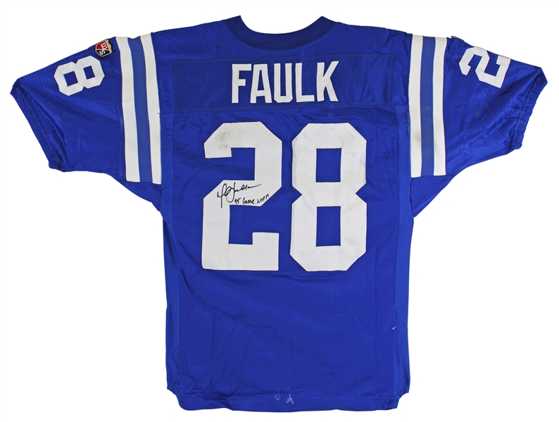 Marshall Faulk 1995 Game Used & Signed Indianapolis Colts Jersey (Beckett/BAS & MEARS Graded 7.5)